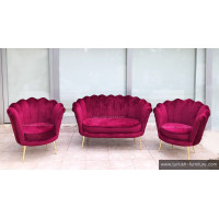 Oyster Velvet Armchair Mini Sofa Set 2+1+1